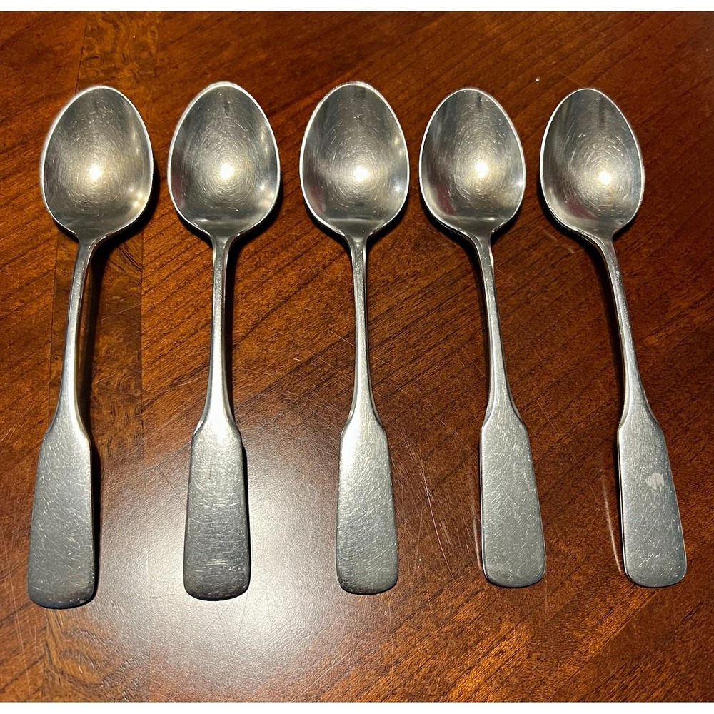 WMF Cromargan Stainless Steel Set of 5 Teaspoons Matte Silver Pilgrim pattern